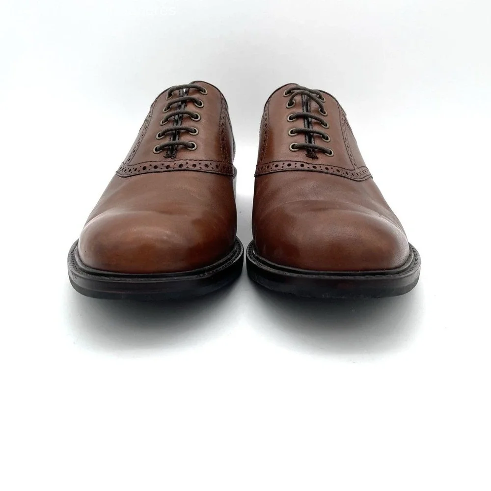 Johnston & Murphy Men's Brown Leather Wingtip Oxford Dress Shoes Size 10 M